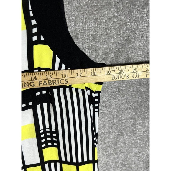Tribal Geometric Sleeveless Dress Womens Size 8 Lined Rayon Pockets Black Yellow - Picture 15 of 16